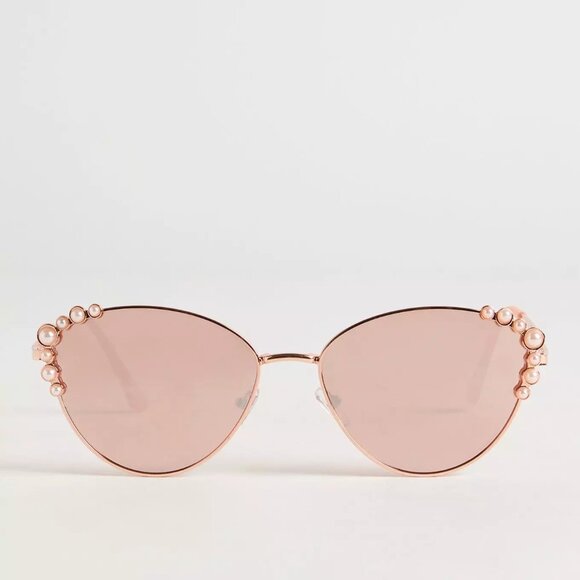 Torrid Rose Gold Metal Cateye Sunglasses w Pearl Detailing NWT - Picture 5 of 7